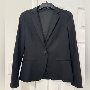 THEORY Black Striped Lined Women's One Button Blazer Jacket Top Size 10